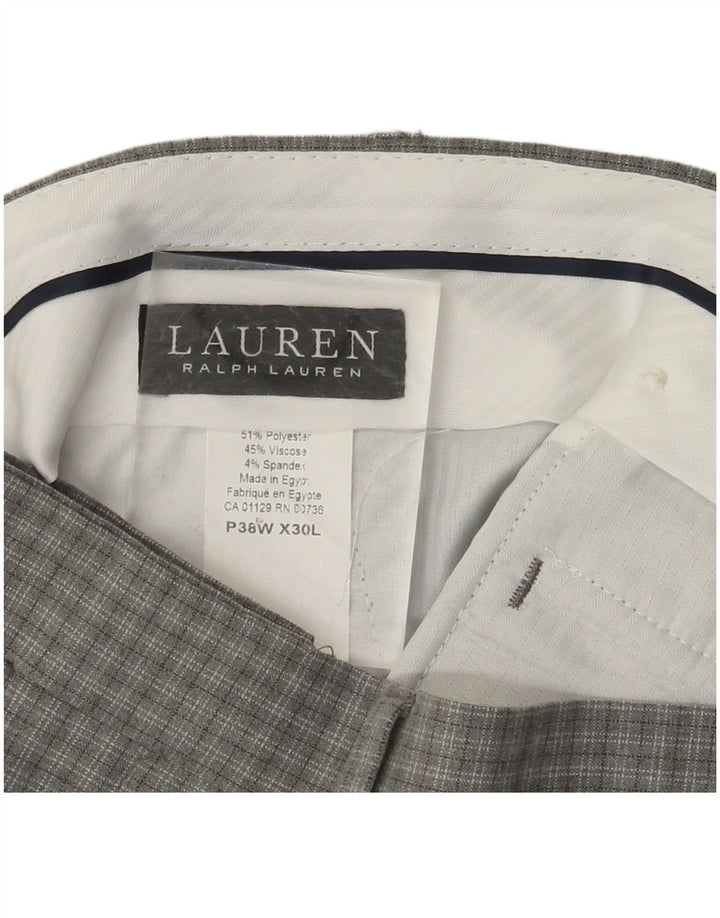 RALPH LAUREN Mens Straight Suit Trousers W38 L30  Grey Check Polyester