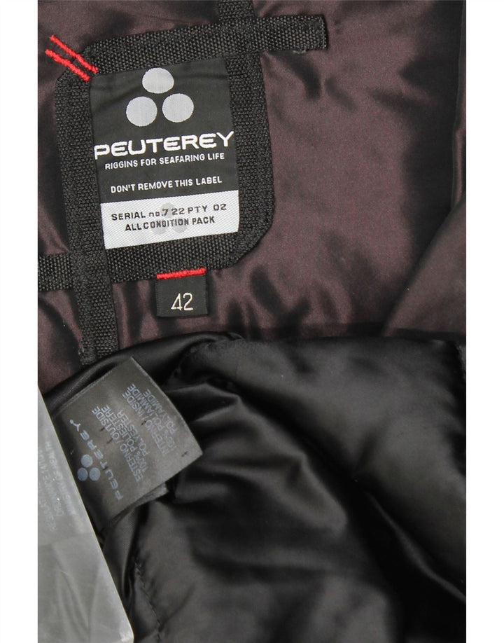 PEUTEREY Womens Hooded Padded Coat IT 42 Medium Black Polyester