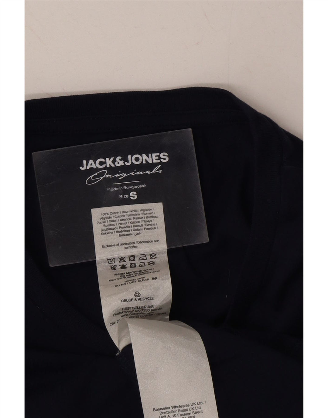 JACK & JONES Mens T-Shirt Top Small Navy Blue Cotton Vintage Jack & Jones and Second-Hand Jack & Jones from Messina Hembry 