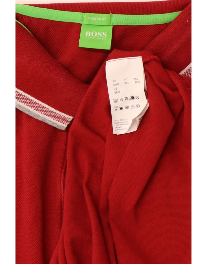 HUGO BOSS muška moderna polo majica dugih rukava 2XL, crveni pamuk