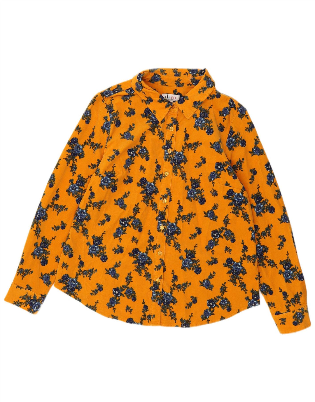 Denim & Co ženska košulja od samta UK 16 Veliki žuti cvjetni pamuk