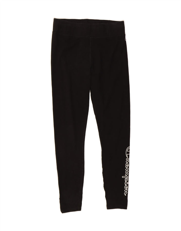 CHAMPION Womens Graphic Leggings UK 12 Medium Black Cotton Vintage Champion and Second-Hand Champion from Messina Hembry 