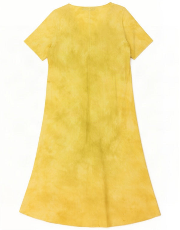 Vintage ženska maksi haljina UK 16 Large Yellow Yellow Floral Linen