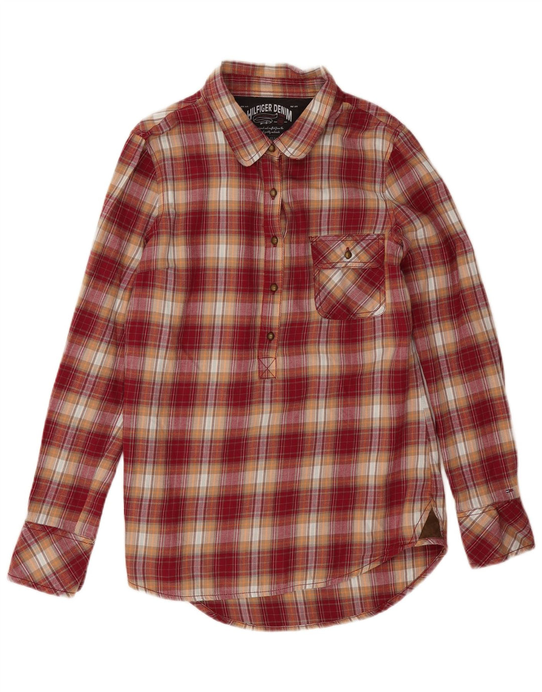 Tommy Hilfiger ženski pulover flanelska košulja UK 16 veliki crveni karirani pamuk