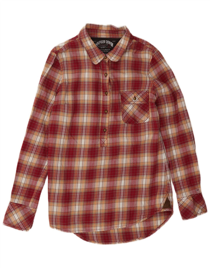 Tommy Hilfiger ženski pulover flanelska košulja UK 16 veliki crveni karirani pamuk