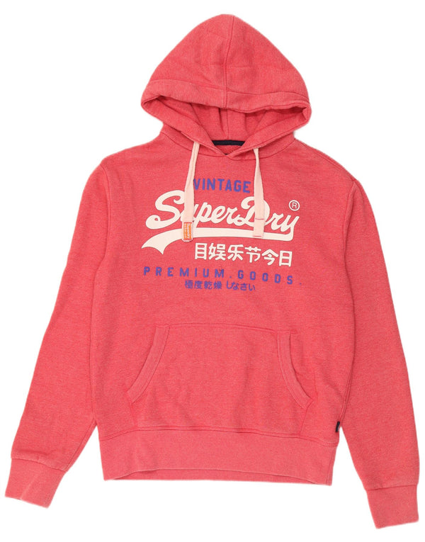 Superdry Mens Graphic Hoodie Jumper Large Red Flecked Cotton
