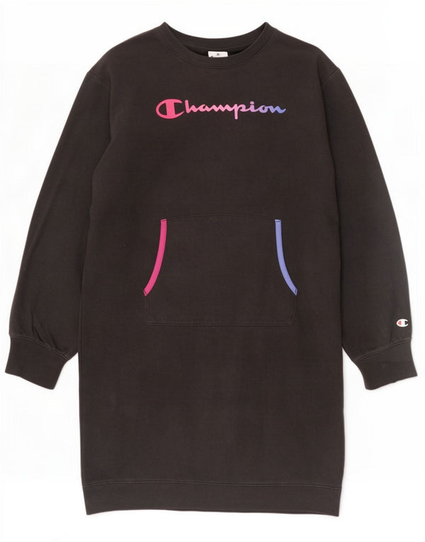 Champion Girls Graphic Sweatshirt Jamper Haljina 13-14 Years XL Black Pamuk