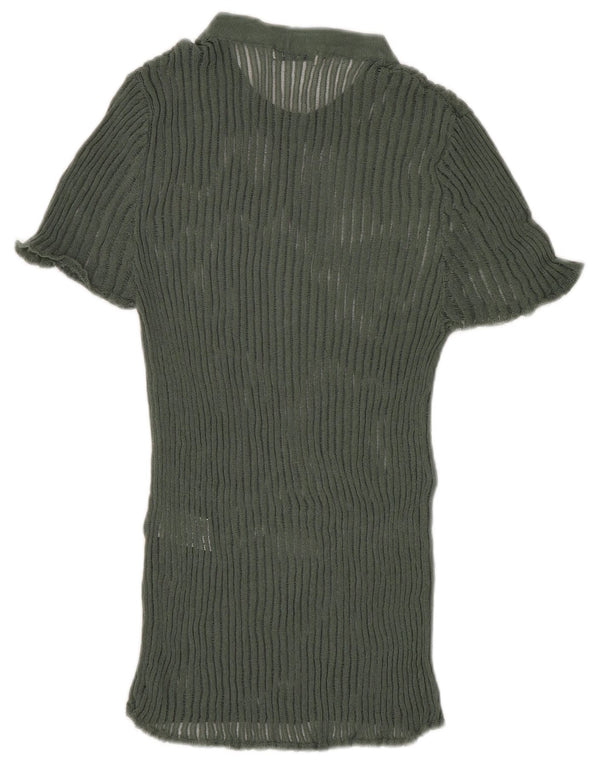 Zara ženski top od pletene bluze UK 8 Mala zelena viskoza