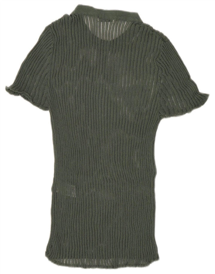 Zara ženski top od pletene bluze UK 8 Mala zelena viskoza