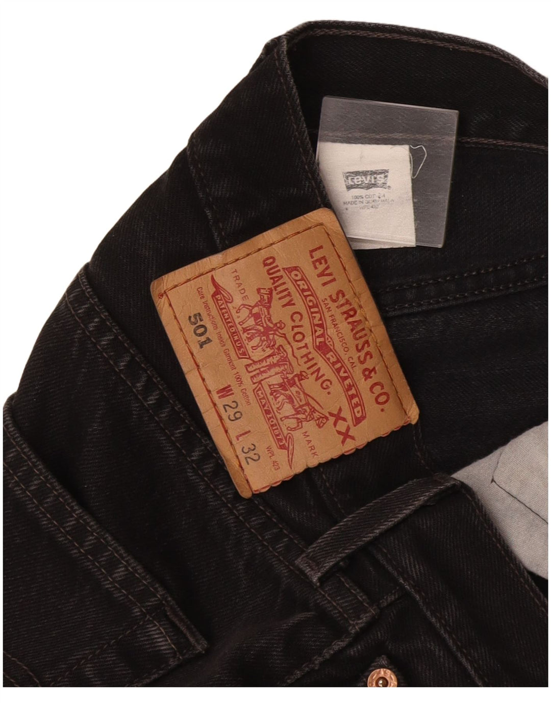 Levi's ženske 501 ravne traperice W29 L28 crni pamuk