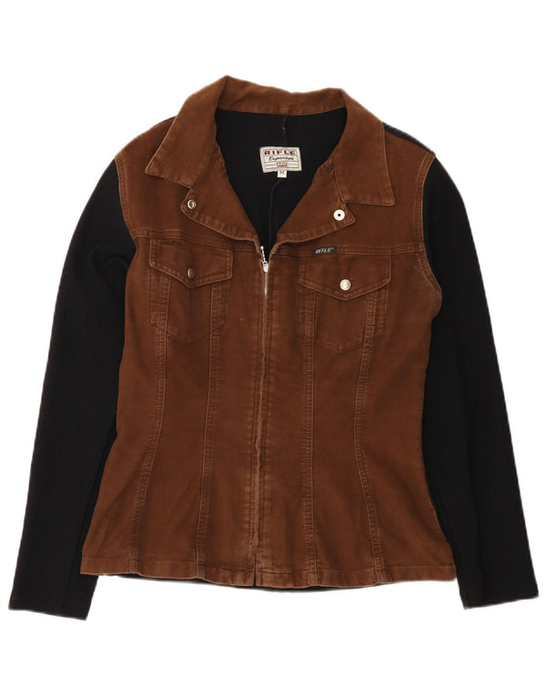 Rifle ženska bomber jakna UK 12 srednje smeđi pamuk u blokovima boja