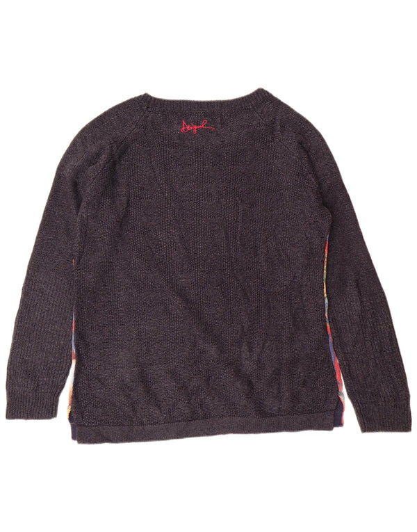 DESIGUAL ženski džemper s morskim izrezom UK 18 XL sivi cvjetni