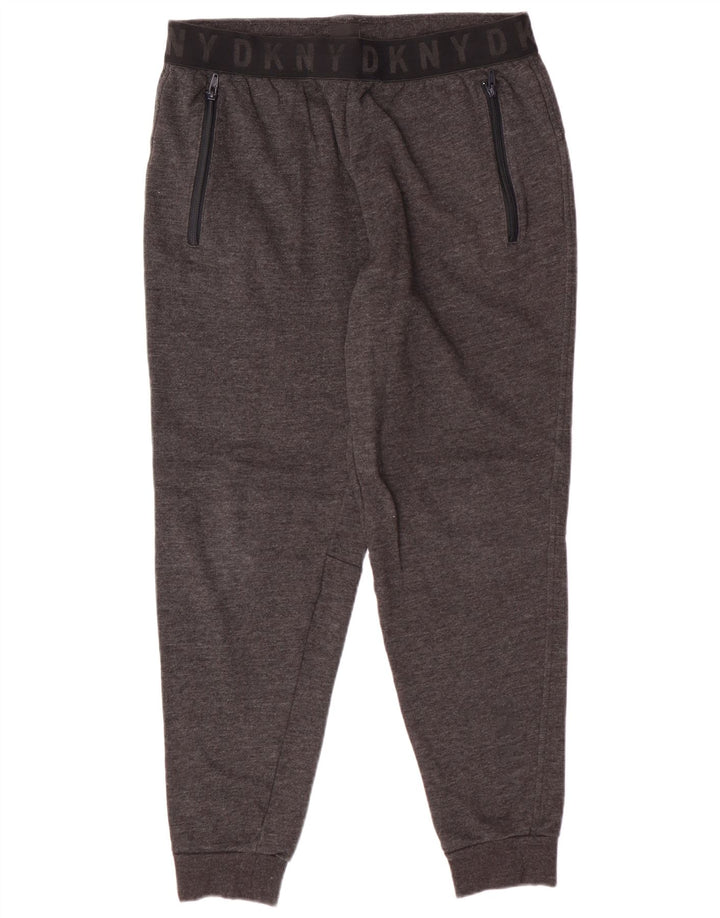 DKNY Mens Graphic Tracksuit Trousers Joggers Medium  Grey Cotton