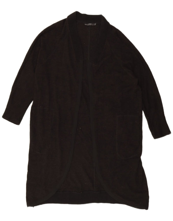 Zara Womens Oversized Longline Cardigan Sweater UK 16 Large Black Polyester