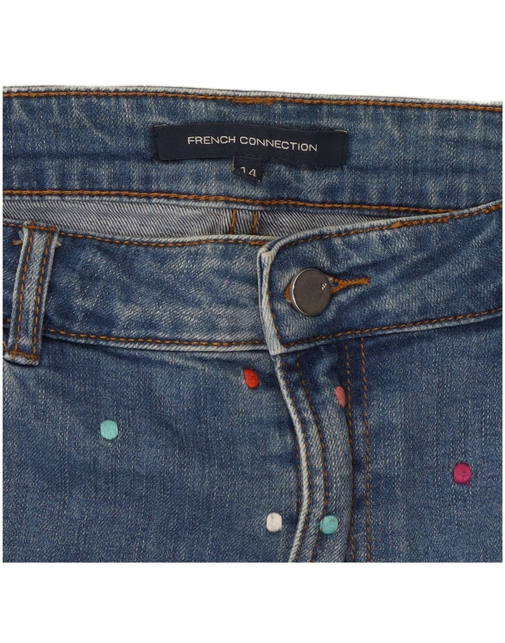 FRENCH CONNECTION Womens Denim Skirt UK 14 Medium W32 Blue Polka Dot