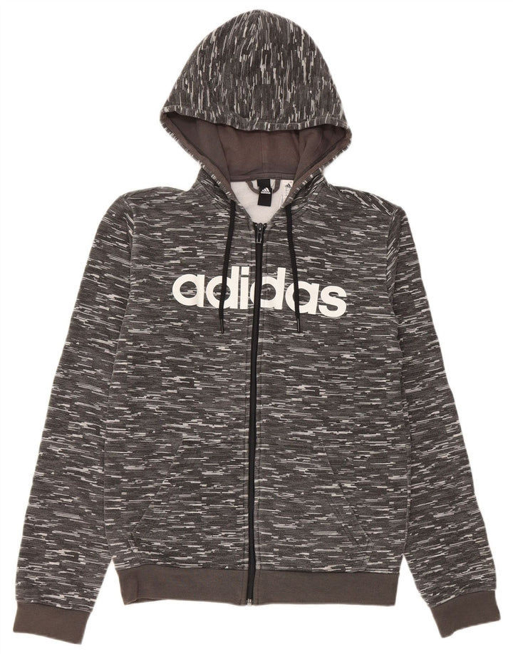 Adidas muška majica s kapuljačom s patentnim zatvaračem, mali sivi pjegavi poliester