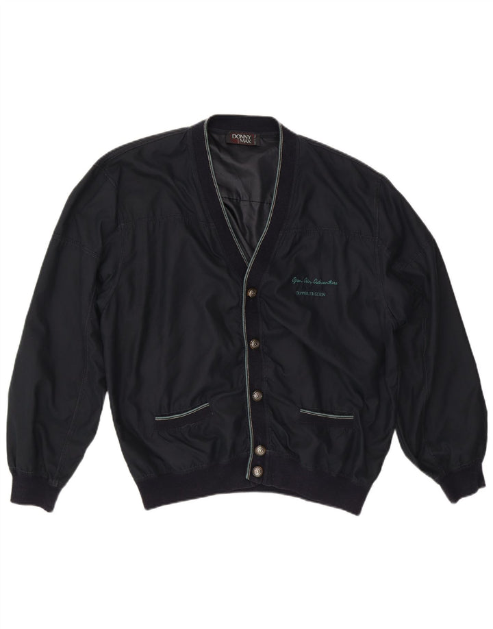 DONNY & MAX Mens Bomber Jacket UK 42 XL Navy Blue Polyester
