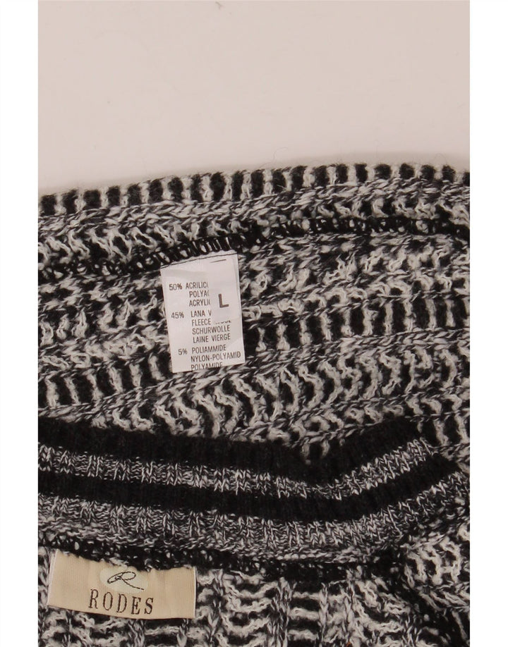 RODES Muški džemper s V-izrezom Veliki sivi prugasti akril