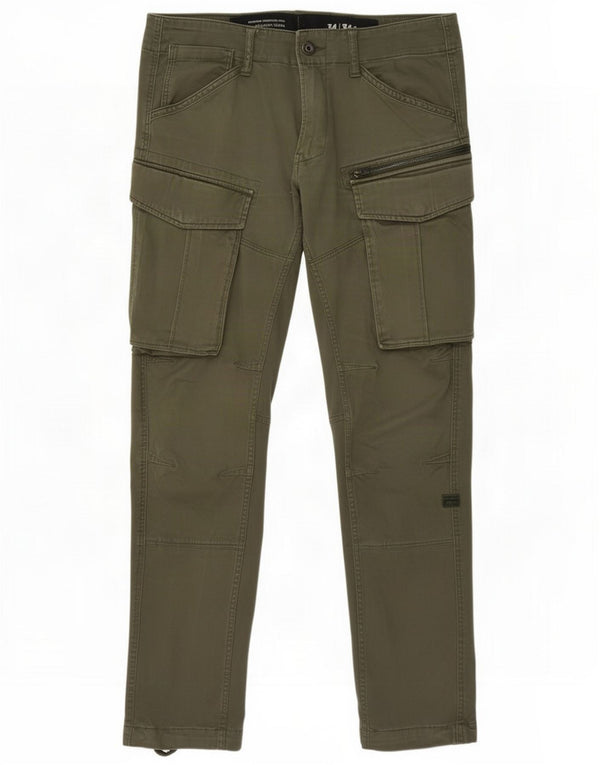 G-Star Mens Slim Cargo Trousers W34 L34 Green Cotton