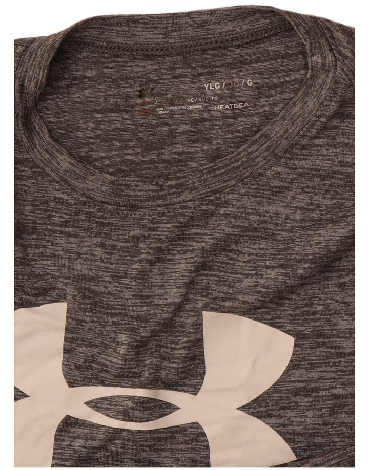 UNDER ARMOUR Boys Heat Gear Graphic T-Shirt Top 11-12 Years Large Grey