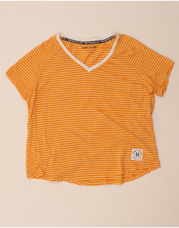 Tommy Hilfiger Ženska majica kratkih rukava s grafičkim motivima UK 14 Large Pamuk na narančaste pruge