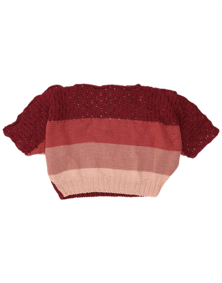 VINTAGE ženski pulover s kratkim izrezom UK 16 Veliki višebojni