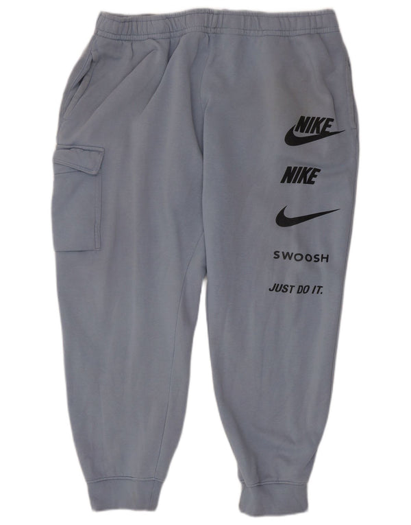 Nike Mens Swoosh Graphic Cargo Trenirka Hlače Joggers XL Plavi pamuk