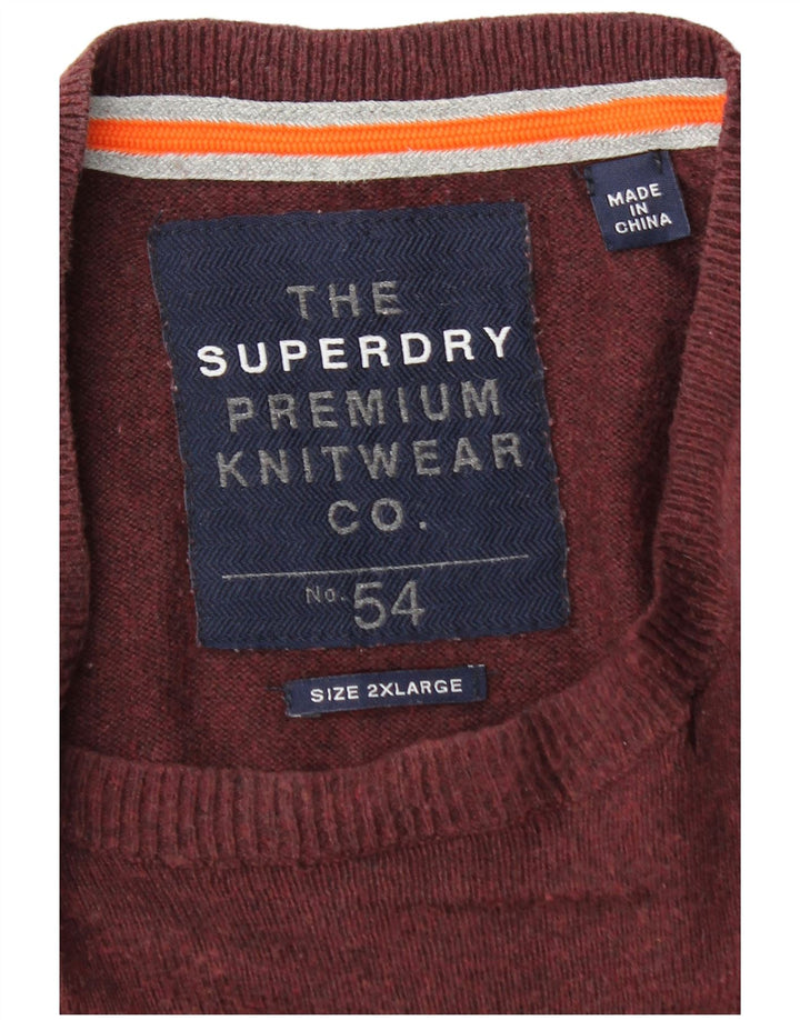 Superdry muški džemper s okruglim izrezom 2XL bordo pamuk