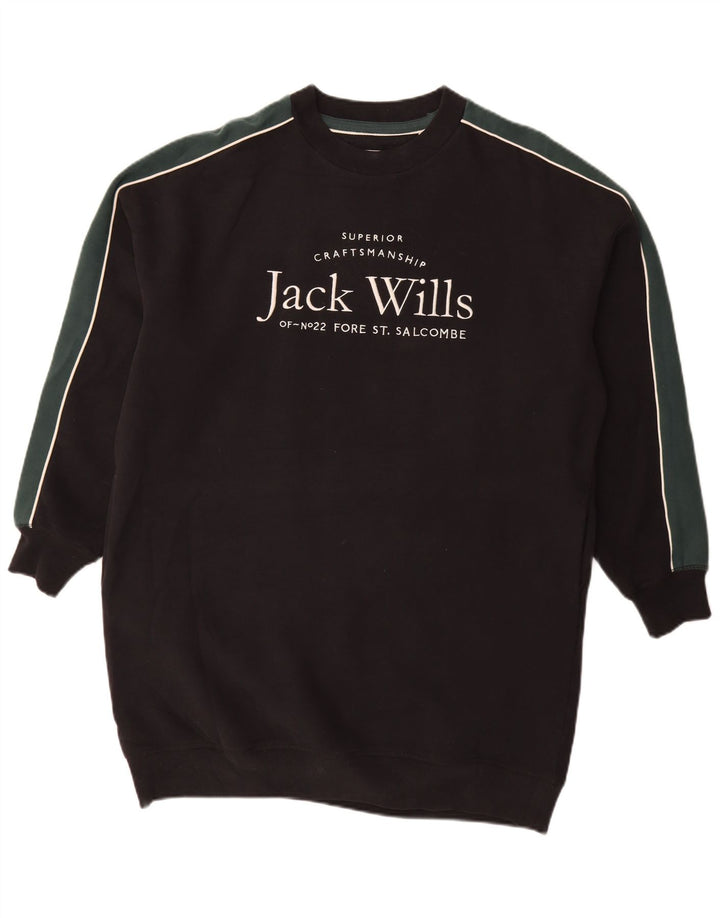 JACK WILLS Ženska prevelika haljina s džemperom UK 12 srednje crna