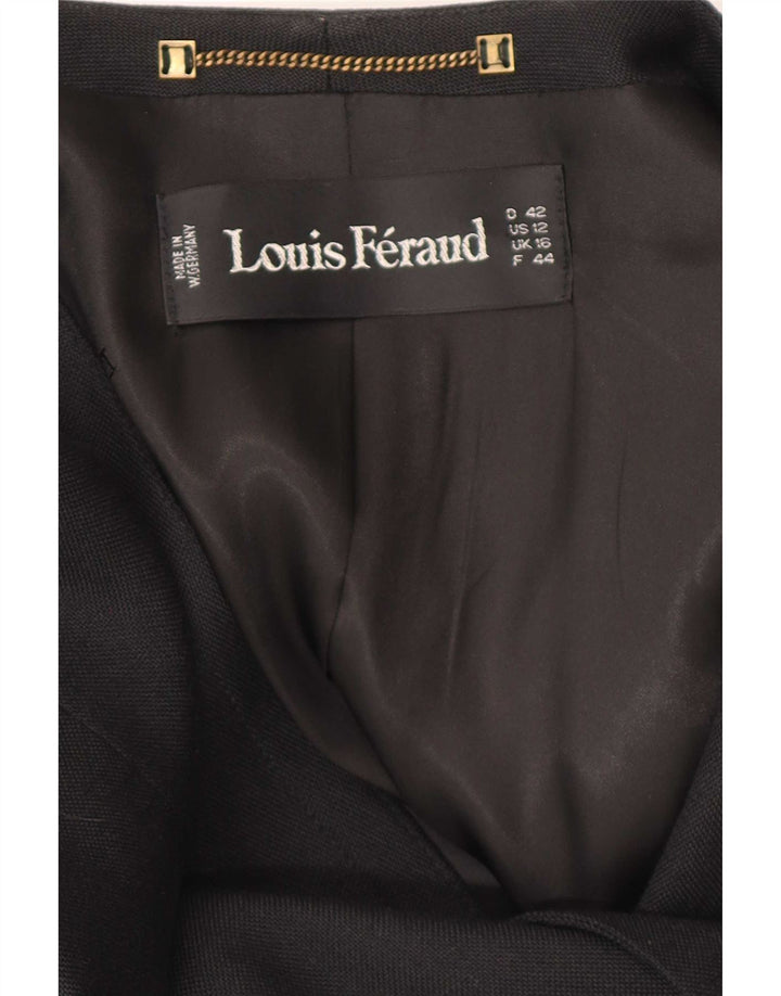 Louis Feraud Ženska jakna s dvostrukim kopčanjem UK 16 Velika crna viskoza