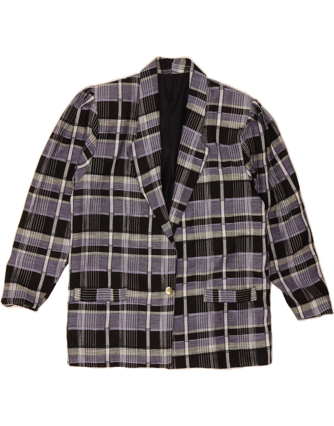 VINTAGE Womens 1 Button Blazer Jacket UK 14 Large Purple Check Vintage Vintage and Second-Hand Vintage from Messina Hembry 