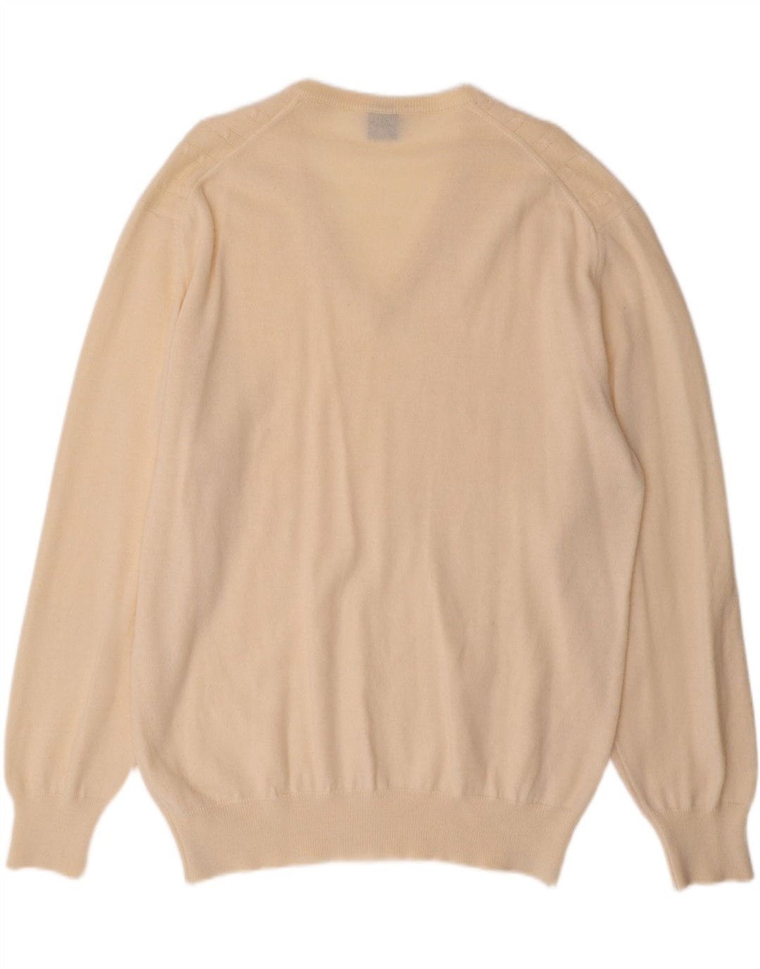 VINTAGE Mens V-Neck Jumper Sweater Large Off White