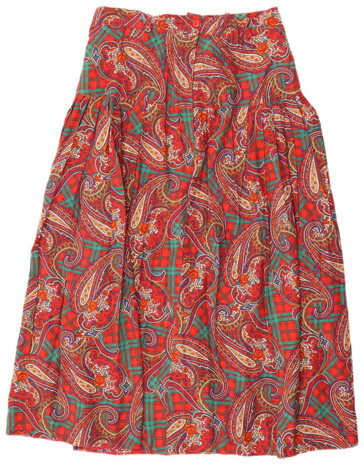 LIBRA ženska suknja A-kroja visokog struka UK 14 velika W32 crvena paisley