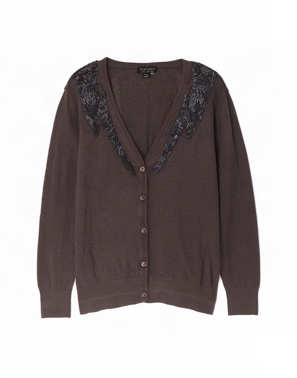 Topshop ženski kardigan džemper s 3/4 rukavima UK 14 Veliki sivi pamuk