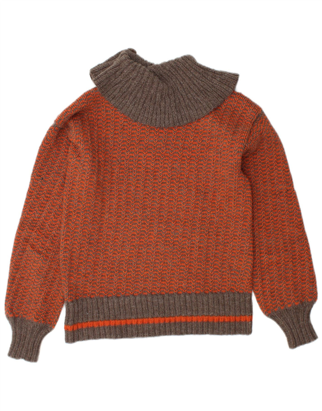 VINTAGE ženski pulover s rol izrezom UK 10 Mali narančasti ševron