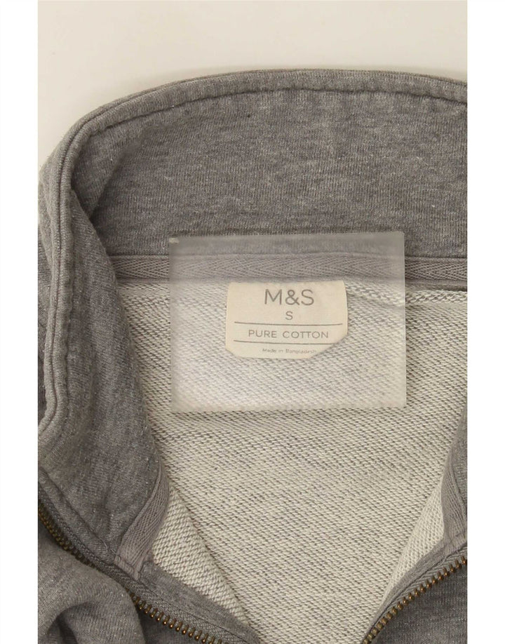 Marks & Spencer muška majica s izrezom s patentnim zatvaračem Mali sivi pamuk
