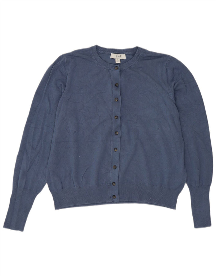 Marks & Spencer ženski kratki kardigan pulover UK 16 velika plava viskoza