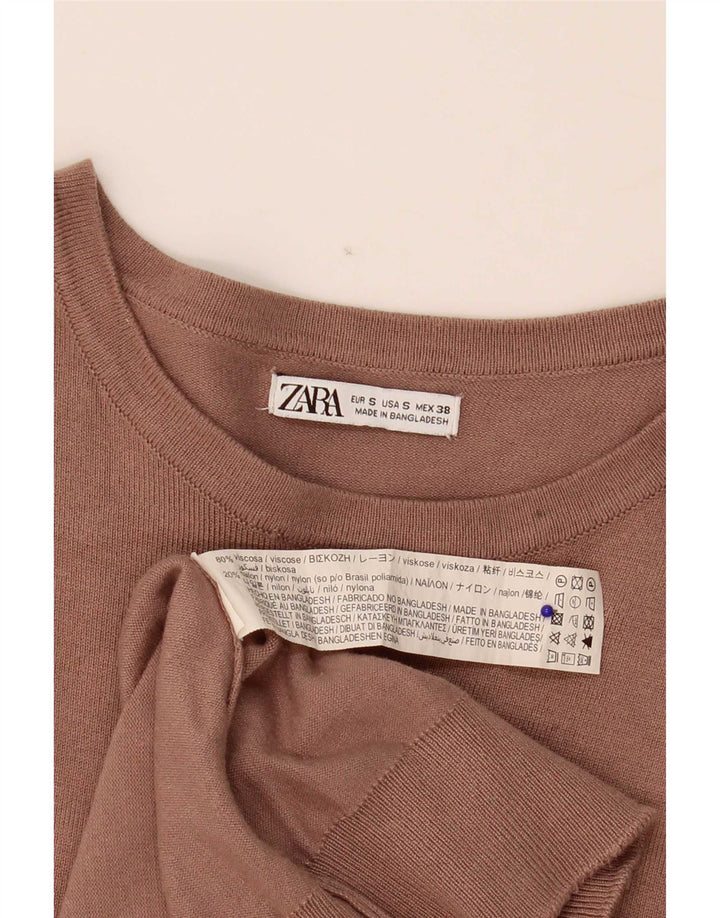 Zara muški pulover s lađastim izrezom mali, bež viskoza