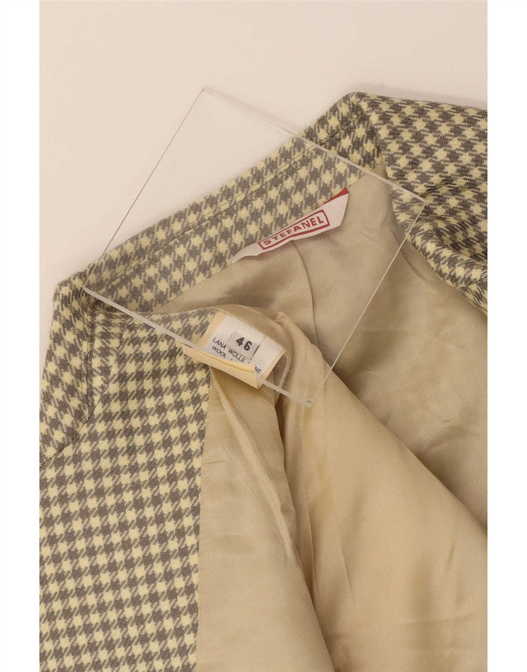 Stefanel Mens 3 Button Blazer Jacket IT 46 Small Gray Check Wool