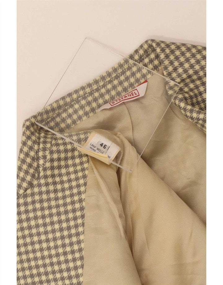 Stefanel Mens 3 Button Blazer Jacket IT 46 Small Gray Check Wool