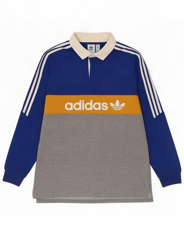 Adidas muška grafička ragbi polo majica dugih rukava velika siva boja
