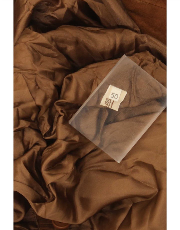 Vintage ženska jakna od brušene kože s dvostrukim kopčanjem IT 50 XL, bež koža
