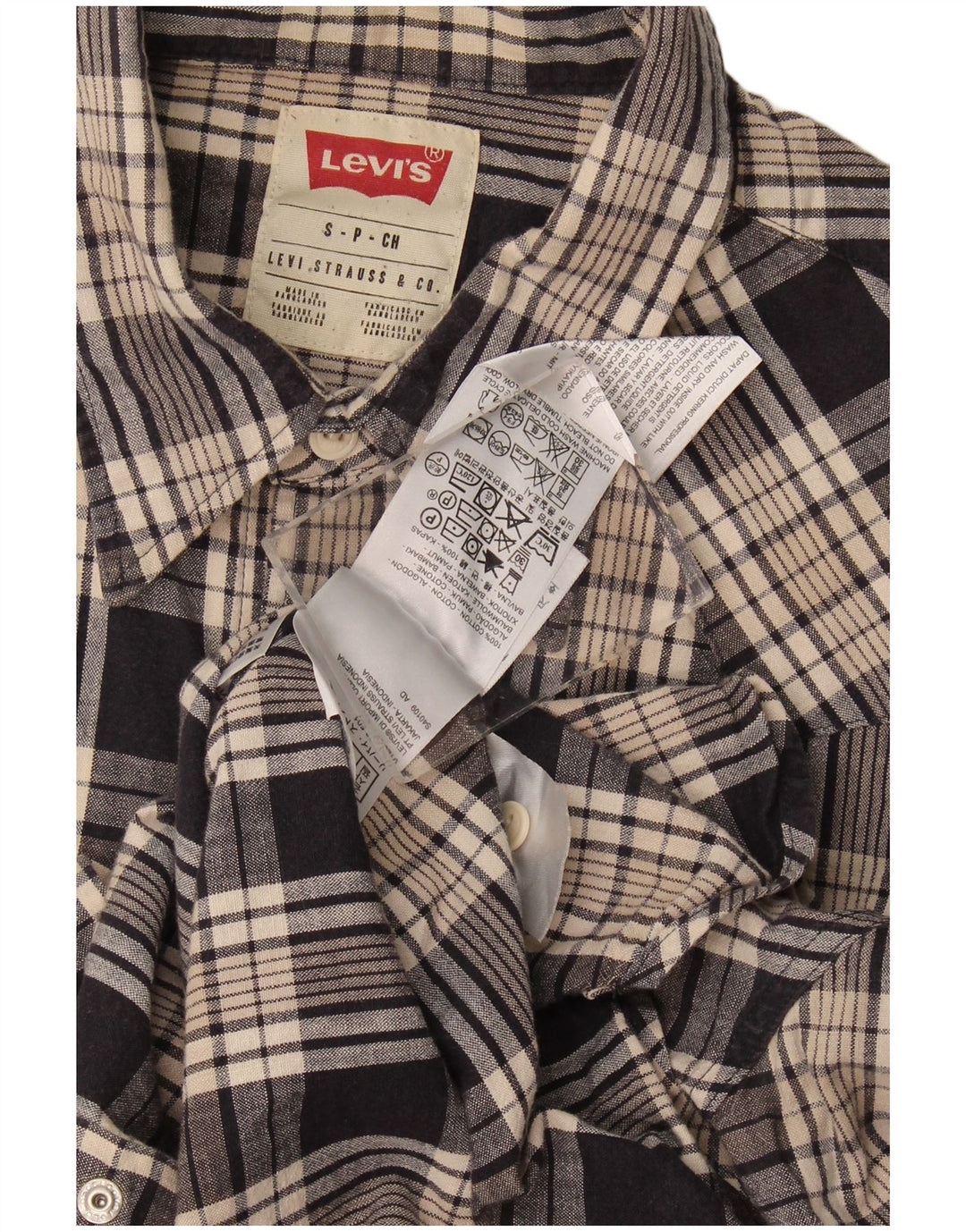 Levi's muška flanelska košulja mala siva karirana pamuk