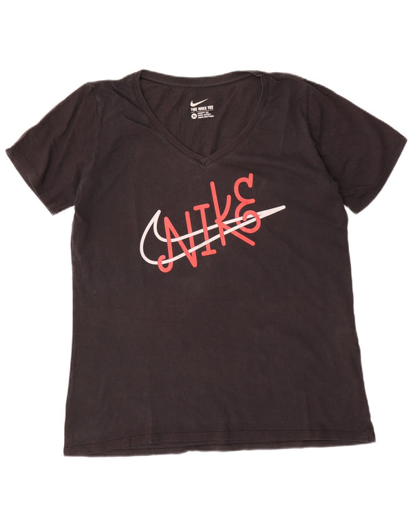 NIKE ženska majica kratkih rukava atletskog kroja UK 18 XL crni pamuk