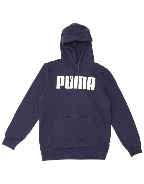 Puma muška majica s kapuljačom s kapuljačom, mali tamnoplavi pamuk