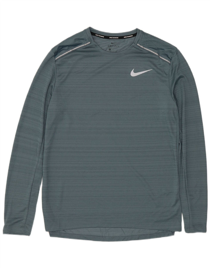 NIKE muška Dri Fit majica s dugim rukavima srednje plave pruge od poliestera