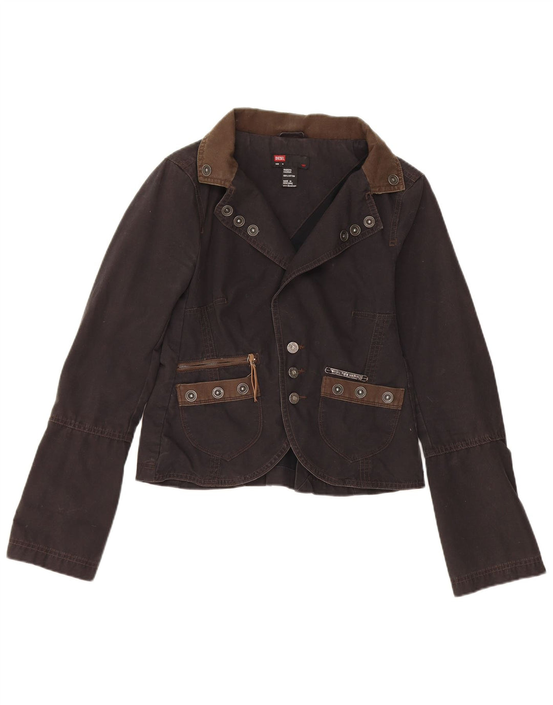 Diesel Ženska jakna sa 3 gumba UK 12 Srednje crni pamuk