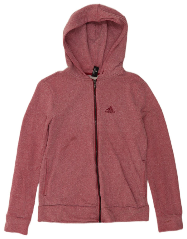 Adidas ženski džemper s kapuljačom s grafičkim patentnim zatvaračem UK 14 srednje ružičasto s pjegama