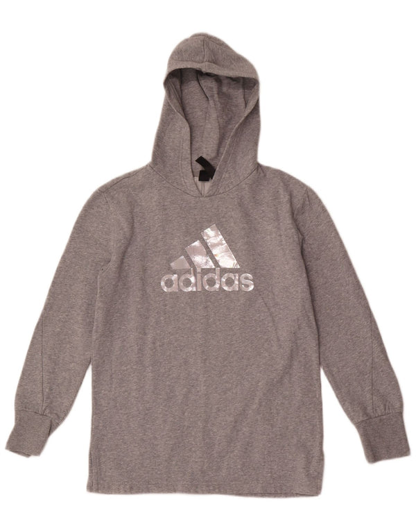 Adidas majica s kapuljačom s kapuljačom za djevojčice 13-14 godina, sivi flekasti pamuk