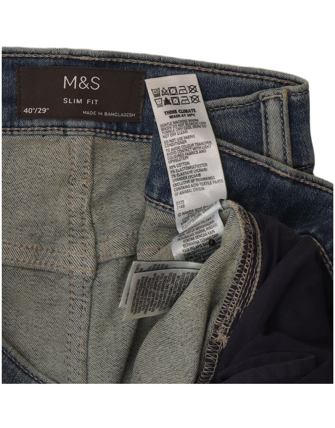Marks & Spencer muške uske traperice W40 L29 plavi pamuk